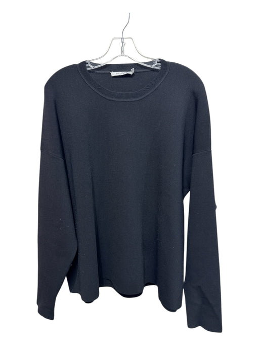 M.M. Lafleur Size XL Black Viscose & Nylon Ribbed Long Sleeve Top Black / XL