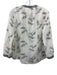 La Vie Rebecca Taylor Size XL Cream & Purple Print Cotton Blend Floral Sheer Top Cream & Purple Print / XL