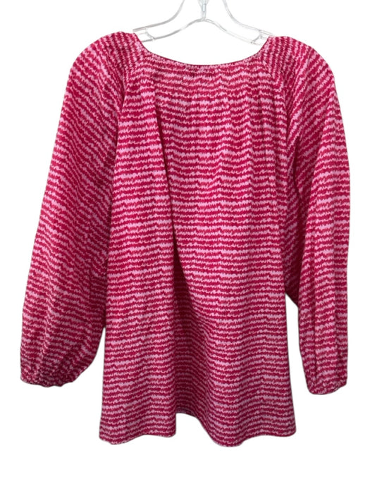 Tucker Size XL Pink Print Silk Blend Abstract Button Down Long Sleeve Top Pink Print / XL