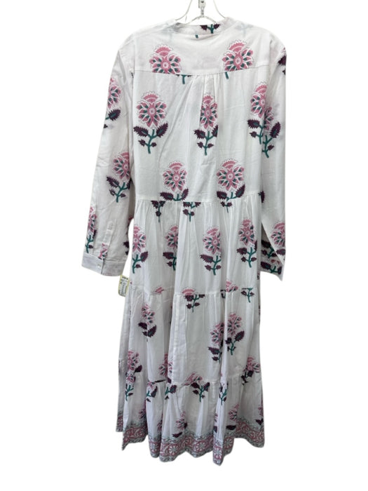 Oliphant Size XXL White, Pink, Green Cotton Blend Floral Long Sleeve Dress White, Pink, Green / XXL
