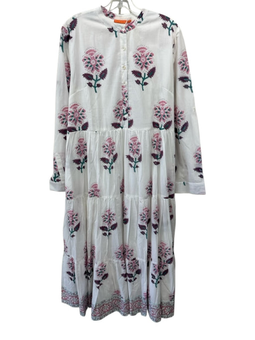 Oliphant Size XXL White, Pink, Green Cotton Blend Floral Long Sleeve Dress White, Pink, Green / XXL