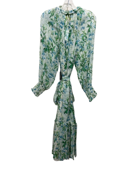 NicoBlu Size 18 Blue, Green, White Polyester Blend Floral Long Sleeve Dress Blue, Green, White / 18