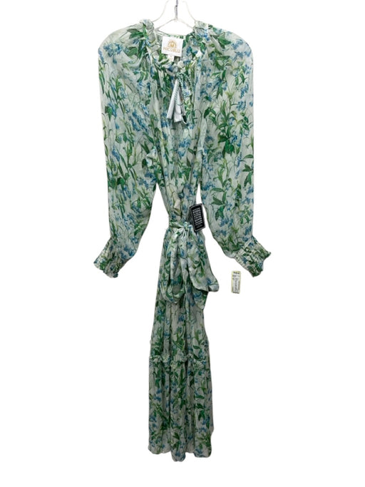 NicoBlu Size 18 Blue, Green, White Polyester Blend Floral Long Sleeve Dress Blue, Green, White / 18