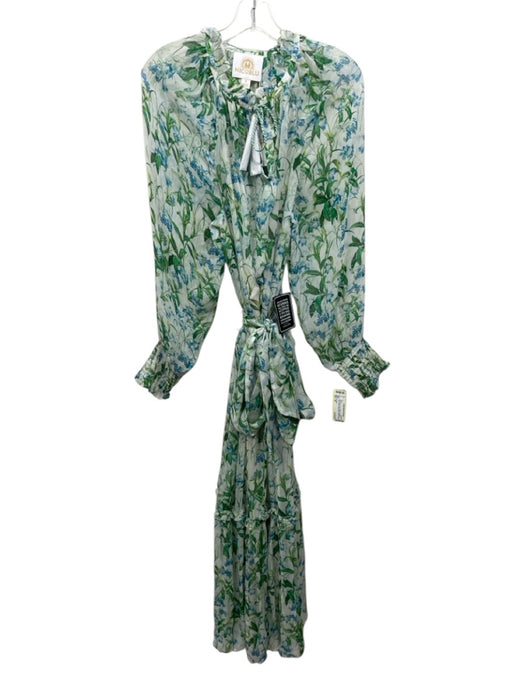 NicoBlu Size 18 Blue, Green, White Polyester Blend Floral Long Sleeve Dress Blue, Green, White / 18