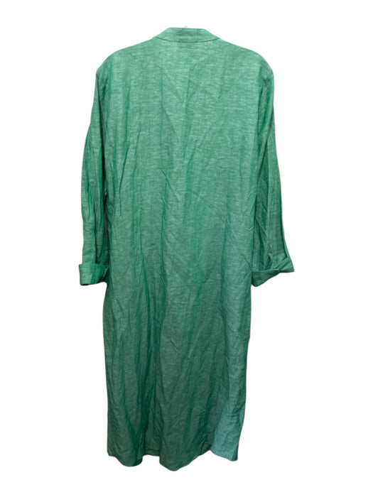 Tuckernuck Size XXL Green Linen Long Sleeve Button Down Midi Dress Green / XXL