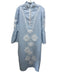 Trish Scully Size XL Baby Blue Cotton Blend Long Sleeve Embroidered Midi Dress Baby Blue / XL