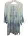 Johnny Was Size XL Light Aqua Cotton Sheer Embroidered Long Sleeve Tunic Top Light Aqua / XL