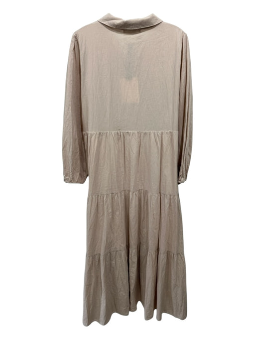 Pomander Place Size XXL Beige Rayon Quarter Button Collar Long Sleeve Dress Beige / XXL