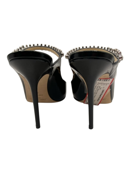 Jimmy Choo Black & Clear Patent Leather Pointed Toe Rhinestone Mary Jane Pumps Black & Clear