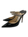 Jimmy Choo Black & Clear Patent Leather Pointed Toe Rhinestone Mary Jane Pumps Black & Clear