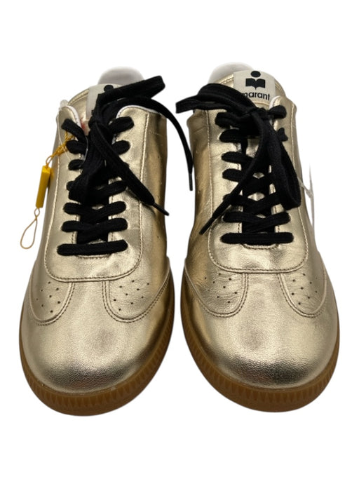 Isabel Marant Shoe Size 40 Gold & Black Sheep Leather round toe Logo Sneakers Gold & Black / 40