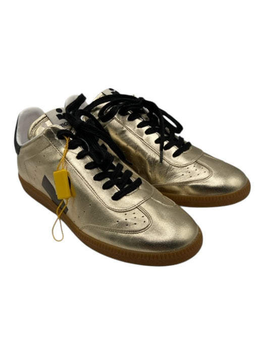Isabel Marant Shoe Size 40 Gold & Black Sheep Leather round toe Logo Sneakers Gold & Black / 40