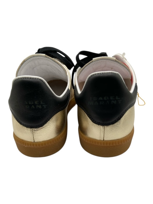 Isabel Marant Shoe Size 40 Gold & Black Sheep Leather round toe Logo Sneakers Gold & Black / 40