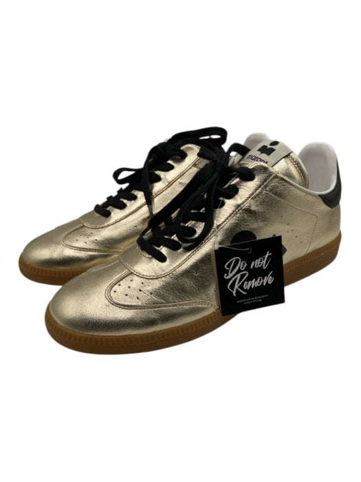 Isabel Marant Shoe Size 40 Gold & Black Sheep Leather round toe Logo Sneakers Gold & Black / 40
