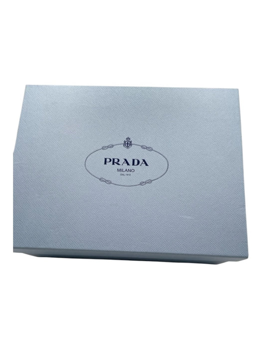 Prada Shoe Size 39.5 Black & Silver Leather round toe Platform Logo loafer Flats Black & Silver / 39.5