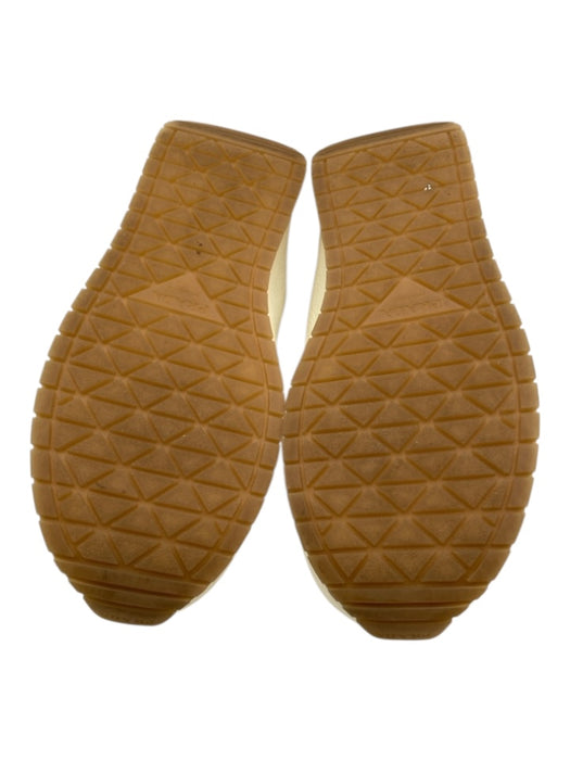 Prada Shoe Size 39.5 White & Gold Leather round toe Logo Lace Up Sneakers White & Gold / 39.5