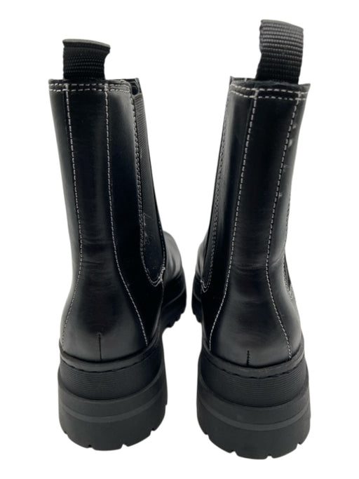 Marc Fisher Shoe Size 8.5 Black Leather round toe Lug sole Elastic Sides Booties Black / 8.5