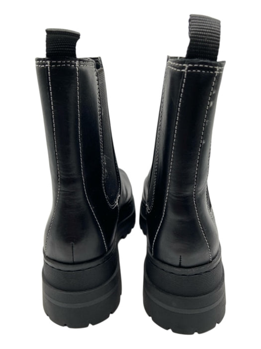 Marc Fisher Shoe Size 8.5 Black Leather round toe Lug sole Elastic Sides Booties Black / 8.5