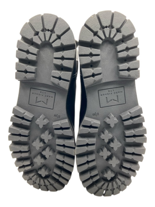 Marc Fisher Shoe Size 8.5 Black Leather round toe Lug sole Elastic Sides Booties Black / 8.5