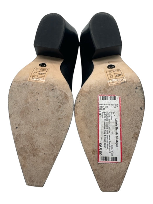 Paige Shoe Size 9 Black Leather Metal Toe Accent Rounded Square Toe Booties Black / 9