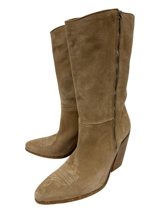 Golden Goose Shoe Size 40 Light Tan Suede Pointed Toe Stich Detail Booties Light Tan / 40