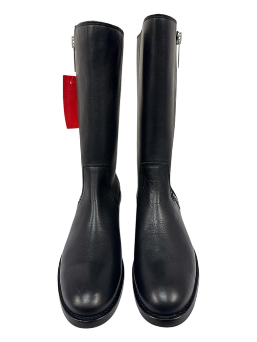 Frye Shoe Size 9 Black Leather round toe Zipper Detail Calf Crop Boots Black / 9