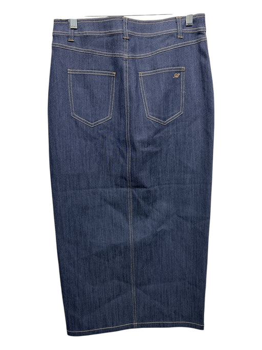 Cinq a Sept Size 8 Dark Wash Cotton Blend Denim Button & Zip Front Skirt Dark Wash / 8