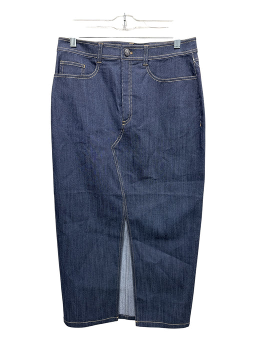 Cinq a Sept Size 8 Dark Wash Cotton Blend Denim Button & Zip Front Skirt Dark Wash / 8