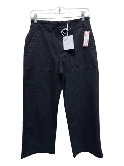 Pistola Size 27 Black Cotton & Spandex Twill Cropped Wide Leg Patch Pocket Pants Black / 27