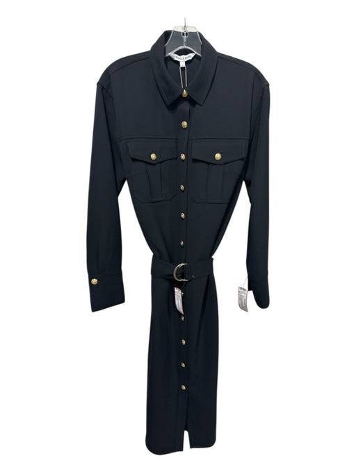 Veronica Beard Size 6 Black Polyester Blend Long Sleeve Gold Button Detail Dress Black / 6