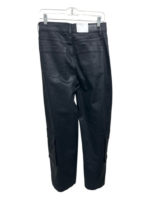 DL 1961 Size 28 Black Cotton Coated Denim Cargo High Rise Wide Leg Jeans Black / 28