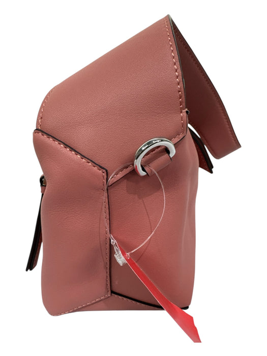 Loewe Dusty Rose Leather Paneled Zip Close Flap Shoulder Bag Dusty Rose / Small