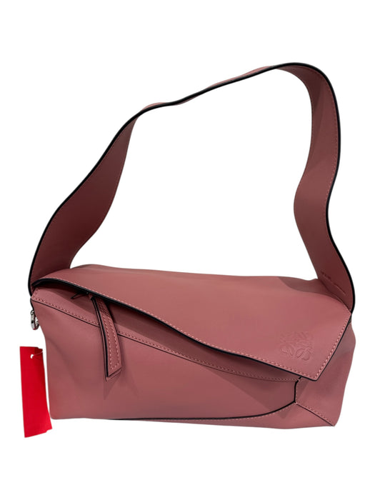 Loewe Dusty Rose Leather Paneled Zip Close Flap Shoulder Bag Dusty Rose / Small
