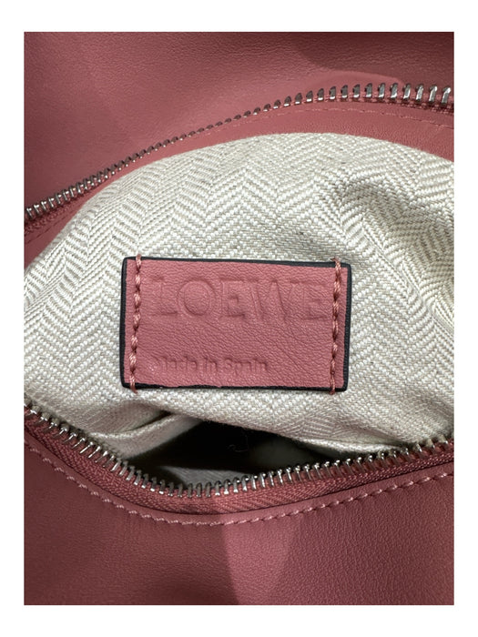 Loewe Dusty Rose Leather Paneled Zip Close Flap Shoulder Bag Dusty Rose / Small