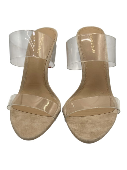 Veronica Beard Shoe Size 8.5 Beige & Clear Suede Vinyl Straps Mule Sandals Beige & Clear / 8.5