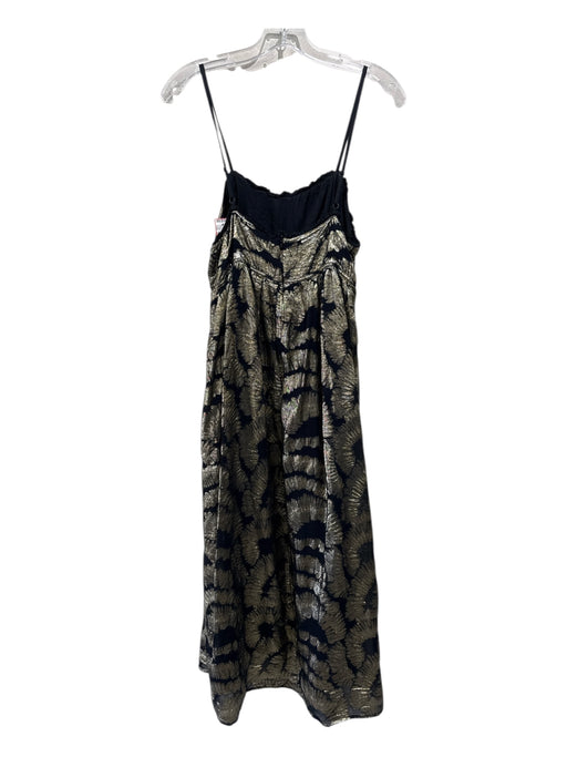 Rue Stiic Size M Black & Gold Viscose & Lurex Metallic Abstract Floral Dress Black & Gold / M