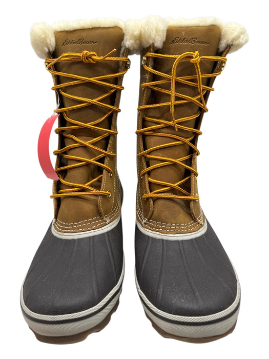 Eddie Bauer Shoe Size 10.5 Brown, Black, & White Leather Shearling Detail Boots Brown, Black, & White / 10.5