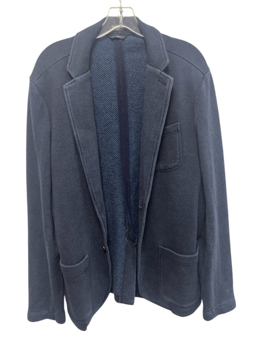 Faherty Dark Blue Cotton Blend Solid 2 Button Men's Blazer Dark Blue / M