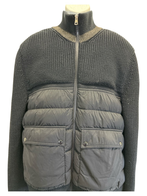 Moncler Size XL Blue Cotton Blend Knit Crew Neck Puffer Men's Sweater Blue / XL