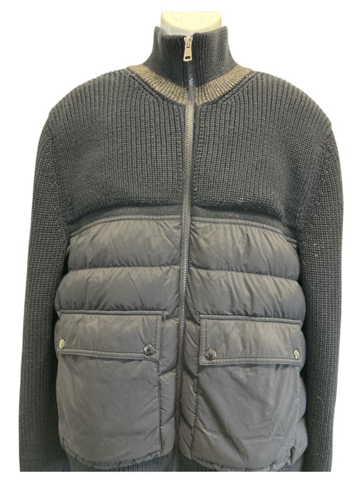 Moncler Size XL Blue Cotton Blend Knit Crew Neck Puffer Men's Sweater Blue / XL