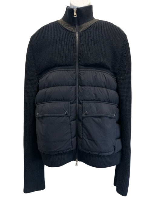 Moncler Size XL Blue Cotton Blend Knit Crew Neck Puffer Men's Sweater Blue / XL