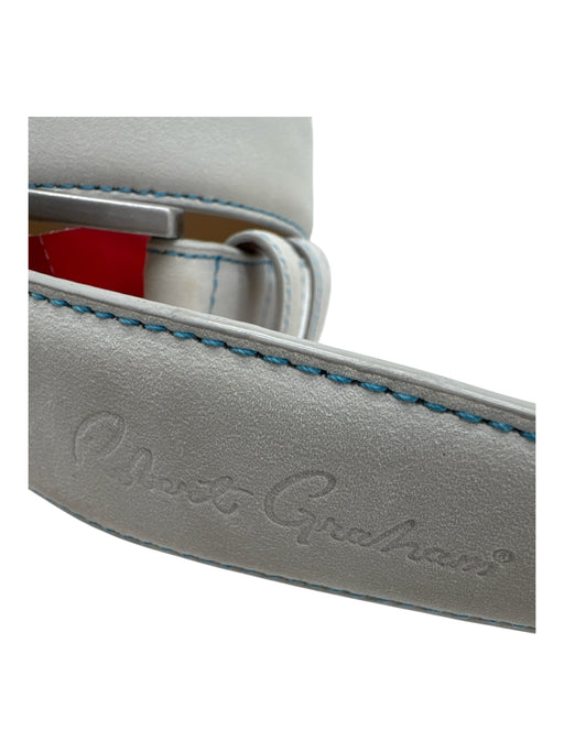 Robert Graham Gray & Blue Leather Contrast Stitching Men's Belt Gray & Blue