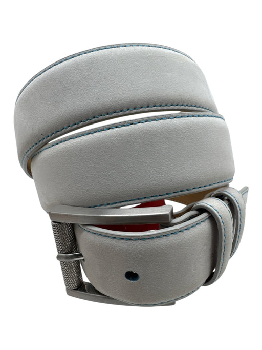 Robert Graham Gray & Blue Leather Contrast Stitching Men's Belt Gray & Blue