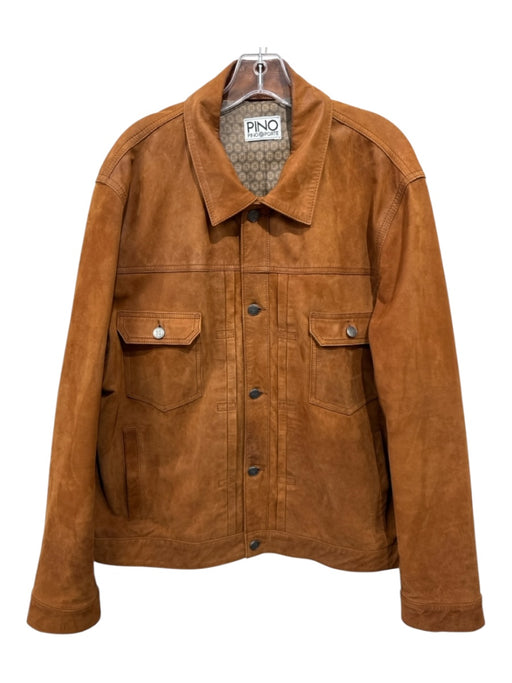 Pino Porte Size XXL Brown Leather Pockets Button up Men's Jacket Brown / XXL