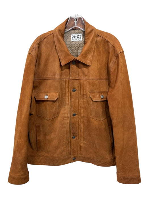 Pino Porte Size XXL Brown Leather Pockets Button up Men's Jacket Brown / XXL