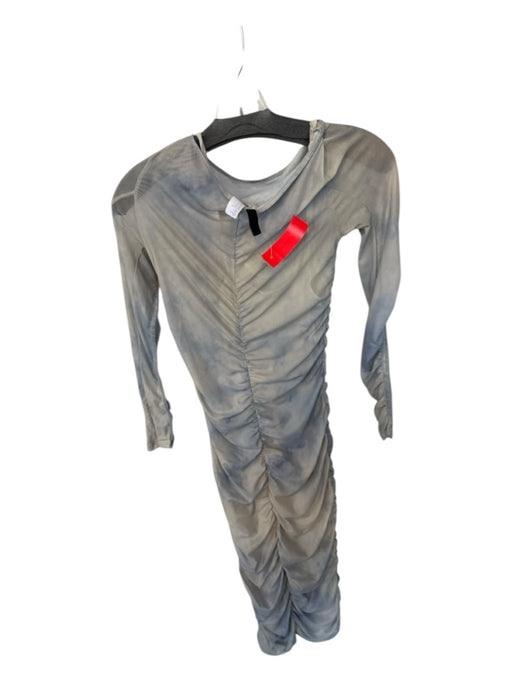 Divided Size S Taupe & Gray Mesh Long Sleeve Gathered Tie Dye Midi Dress Taupe & Gray / S