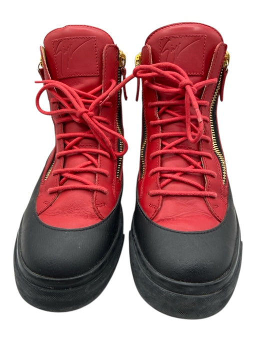 Giuseppe Zanotti Shoe Size 41 Red & Black Leather Gold Accents High Top Sneakers Red & Black / 41