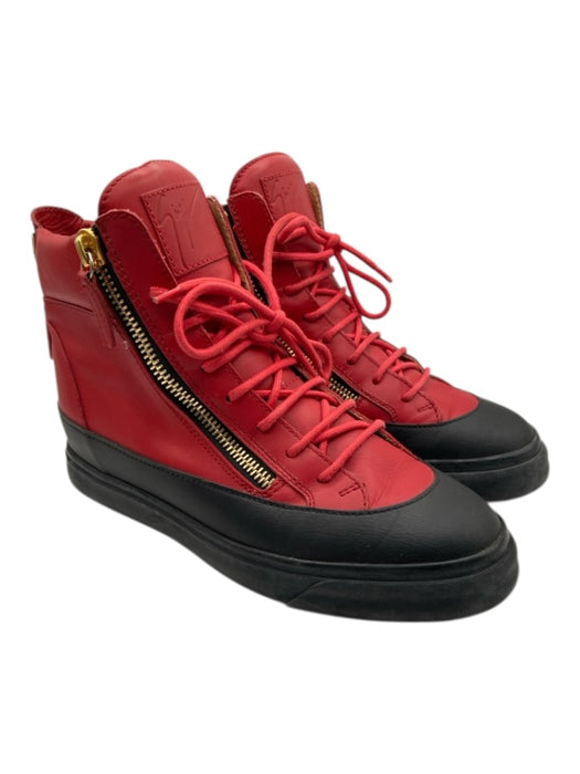Giuseppe Zanotti Shoe Size 41 Red & Black Leather Gold Accents High Top Sneakers Red & Black / 41