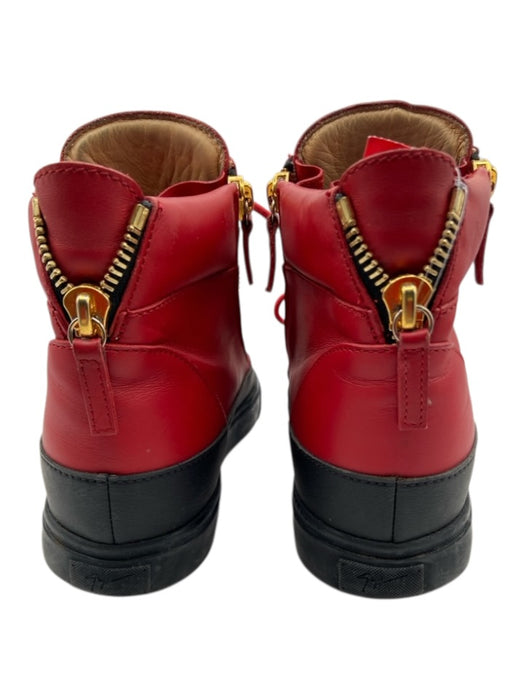 Giuseppe Zanotti Shoe Size 41 Red & Black Leather Gold Accents High Top Sneakers Red & Black / 41