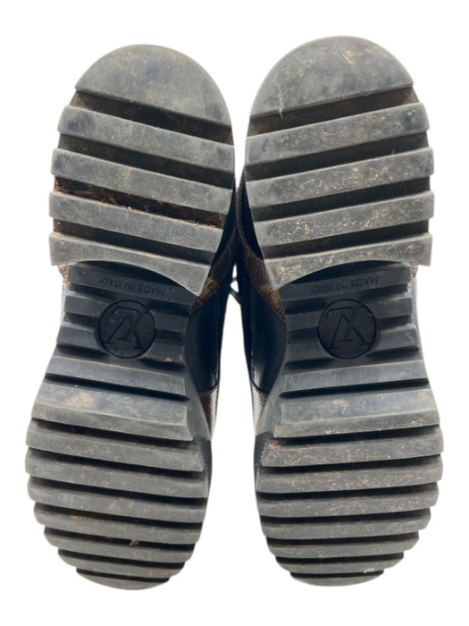 Louis Vuitton Shoe Size 37 Black & Brown Leather Suede Buckle Platform Boots Black & Brown / 37